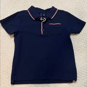 Janie and Jack Navy Polo with Red Trim